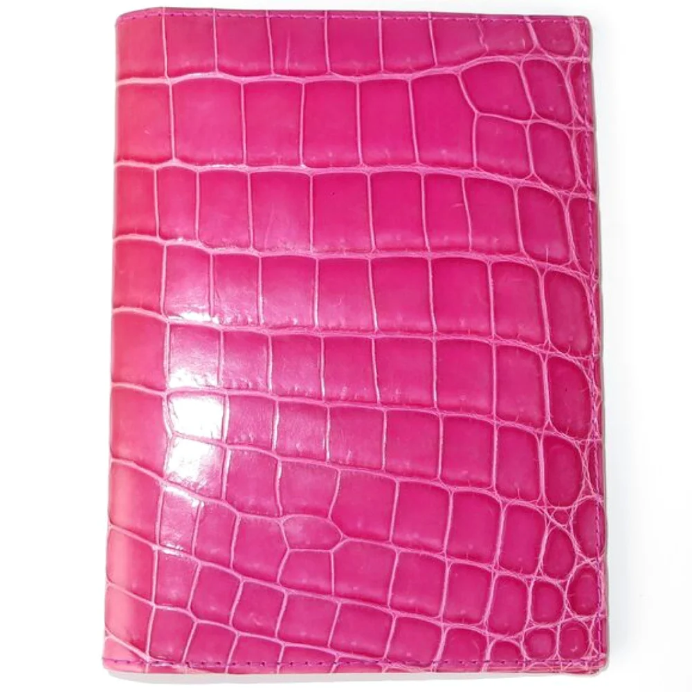 TIFFANY Fuchsia Genuine Crocodile Passport Cover And Card Holder